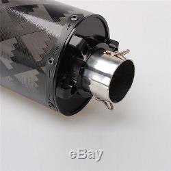 1X Real Carbon Fiber Motorbike ATV Modified Exhaust Tail Pipe No Muffler 38-51mm