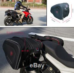 2pcs Motorbike Motorcycle Black Bags Luggage Saddle Bags with Rain Cover 36-58L