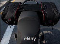 2pcs Motorbike Motorcycle Black Bags Luggage Saddle Bags with Rain Cover 36-58L