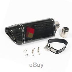 51mm/2inch Glossy Full Carbon Fiber Motorcycle Modified Exhaust Pipe Muffler Kit