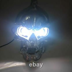 Handmade Resin Motorcycle Skull 1X Headlight Lamp LED For Harley Chopper Bike SC