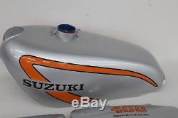 NEW SUZUKI TS400 Replacement Grey With Orange Stripe Fuel Tank & Side Panel Set