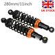 One Pair 280mm Motorcycle Scooter Rear Suspension Shock Absorber Black Uk Stock