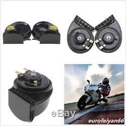 One Pair Waterproof Motorcycle Compact Electric Blast Tone Horns 115DB Black 12V