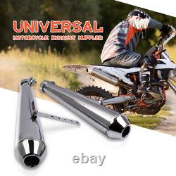 Pair Of Universal Motorbike Chrome Megaphone Style Exhaust Silencers Daytona