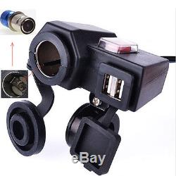 Portable 5V 2.1A Dual USB Motorbike Cigarette Lighter GPS Phone Charger & Switch