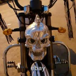 Silver Motor Skull Headlight Lamp LED Head light For Harley Chopper Bike New SC