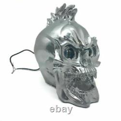 Silver Motor Skull Headlight Lamp LED Head light For Harley Chopper Bike New SC