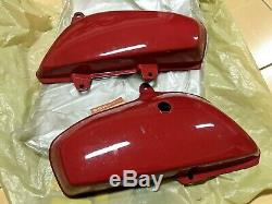 Suzuki 73-77 TC125 TS125 L/R Side Cover Scarlet Red NOS 47111/47211-28610-293