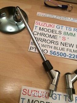 Suzuki Gt Ts Rv T Models Nos S Logo Mirrors New Pt 56500-22011 8mm Thread