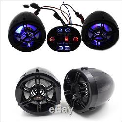 Universal Bluetooth Motorcycle Handlebar Audio Stereo Speaker System MP3 AUX FM