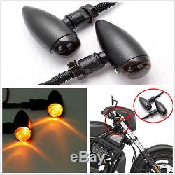 2 Pcs Mini Bullet Black Smoke Lens Ambre 12led Indicateur De Signal De Moto