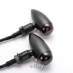 2 Pcs Mini Bullet Black Smoke Lens Ambre 12led Indicateur De Signal De Moto