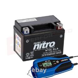Batterie gel AGM Nitro et chargeur DC4 pour Suzuki TS 50 XK 1984-2002
