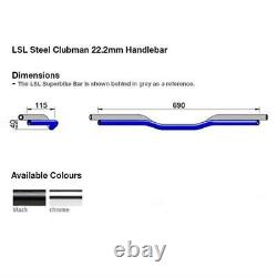 Guidon en acier noir Clubman LSL 22,2mm pour Suzuki TS 250 X 1984