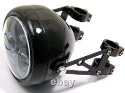 Supports de phare de moto pour Cafe Racer pour fourches de 32-33mm NOIR PAIRE