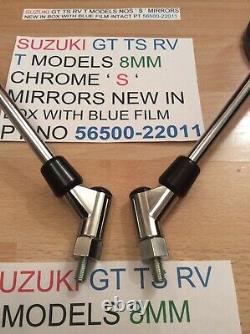 Suzuki Gt Ts Rv T Models Nos S Logo Mirrors New Pt 56500-22011 8mm Thread