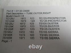 Suzuki Nos Tc125, Ts125, Ts185, Tube / Fourche Extérieure À Droite, No 51130-28600, S-134